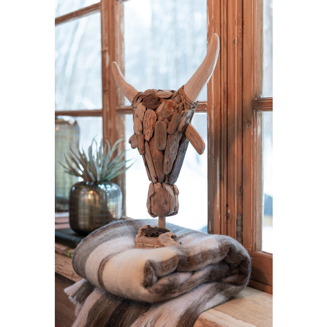 J-Line Plaid Rhombus Acrylic/Wool Brown/Grey/White