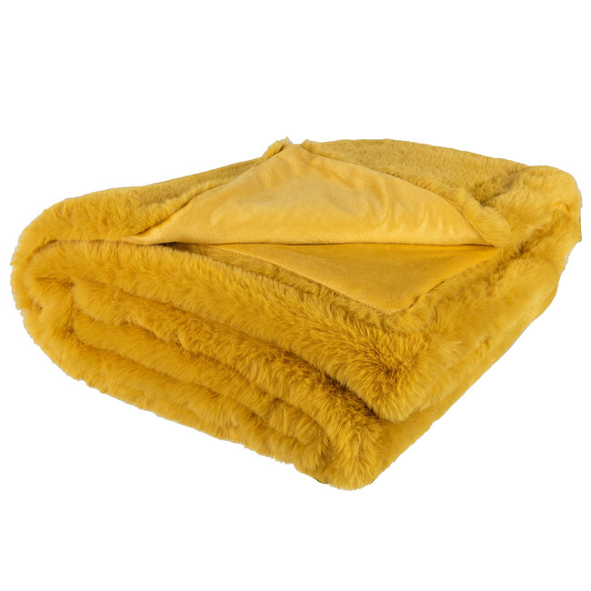 J-Line Plaid oker geel 180 x 130 cm