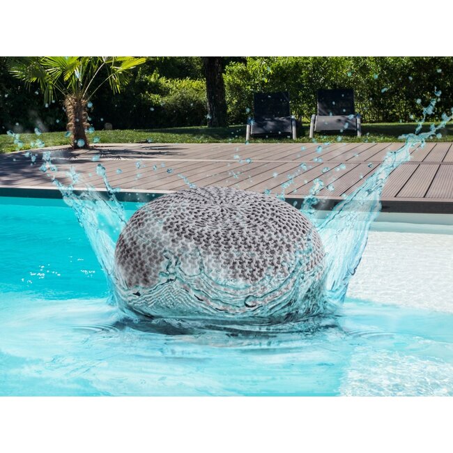 Dream-Living Duurzame zilver grijs poef Ø 55cm voor binnen- buiten- zwembad