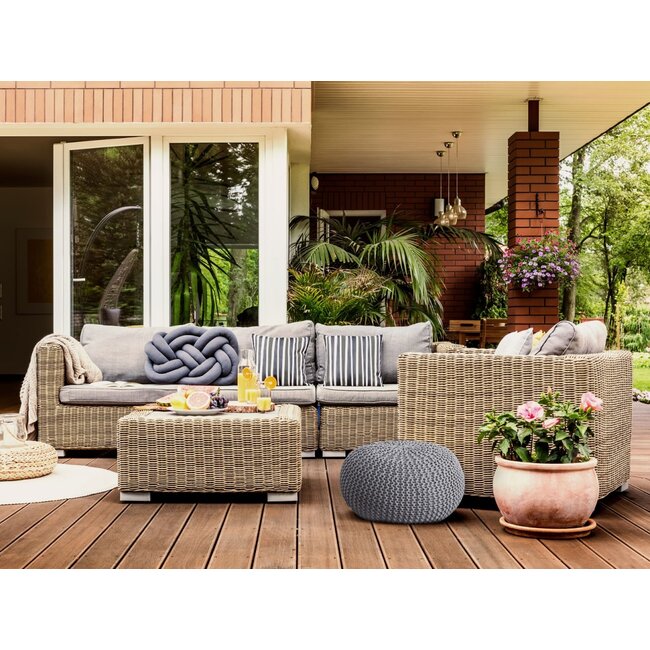 Dream-Living Duurzame zilver grijs poef Ø 55cm voor binnen- buiten- zwembad