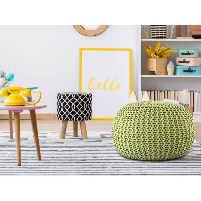 Dream-Living Duurzame poef Ø 45cm appel groen voor binnen- buiten- zwembad