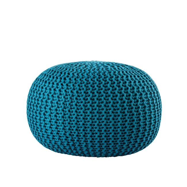 Dream-Living Duurzame poef Ø 45cm turquoise voor binnen- buiten- zwembad