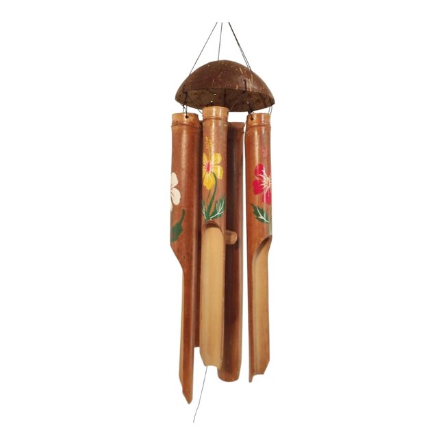 Bali-Dreams Bamboe windgong gong bloemen 6 buizen 50 cm