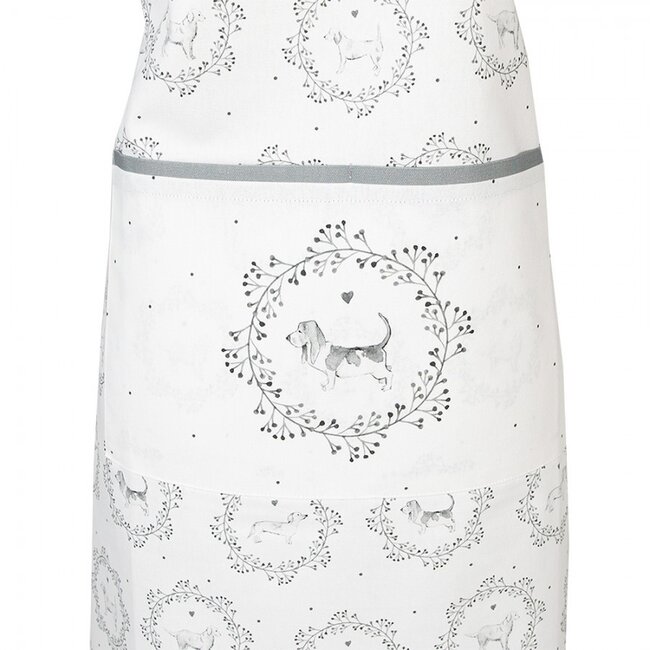 Clayre & Eef Set Keukenschort honden grijs met 2 pannenlappen