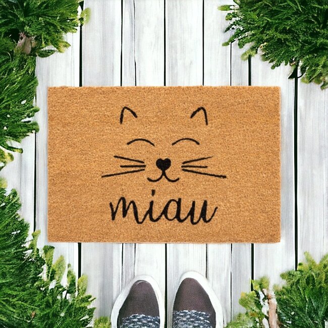 Dream-Living Eco kokos deurmat poezenkop  60 x 40 cm