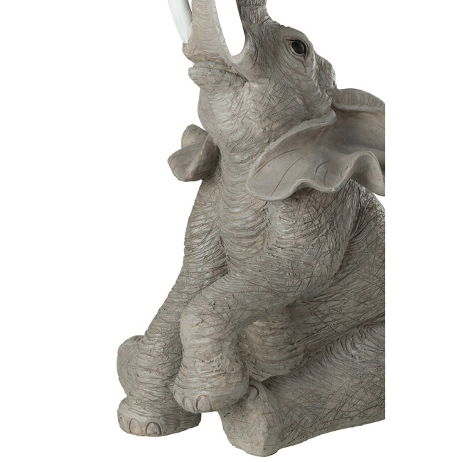 J-Line Tafel Olifant Poly/Glas Grijs