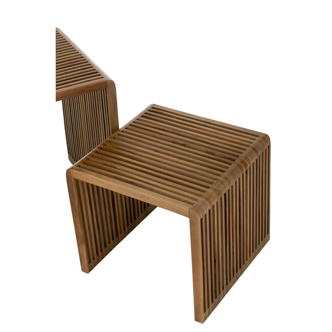 J-Line Set van 2 salontafels Cubic Recycle Teak naturel