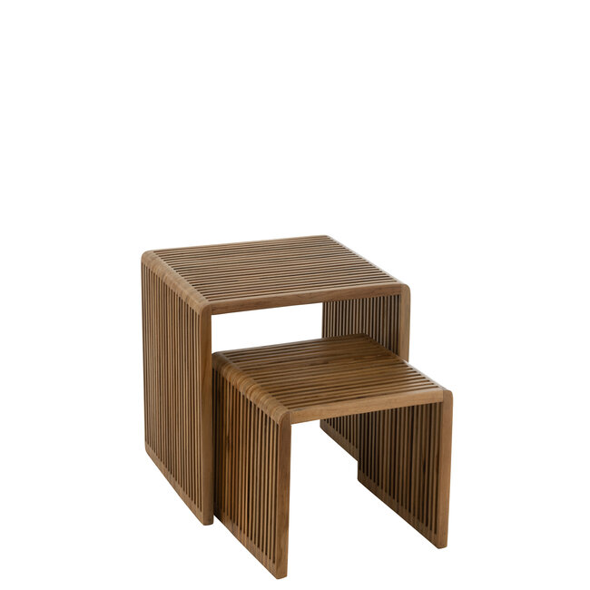 J-Line Set van 2 salontafels Cubic Recycle Teak naturel