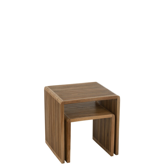 J-Line Set van 2 salontafels Cubic Recycle Teak naturel