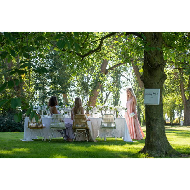 J-Line Tafelkleed Mia Kant Katoen Wit