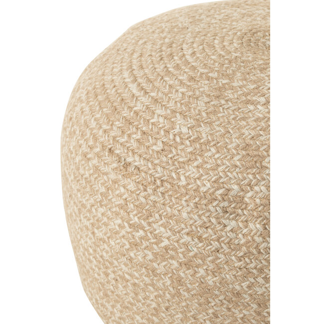 J-Line Poef Miami Outdoor Poly Naturel/Wit