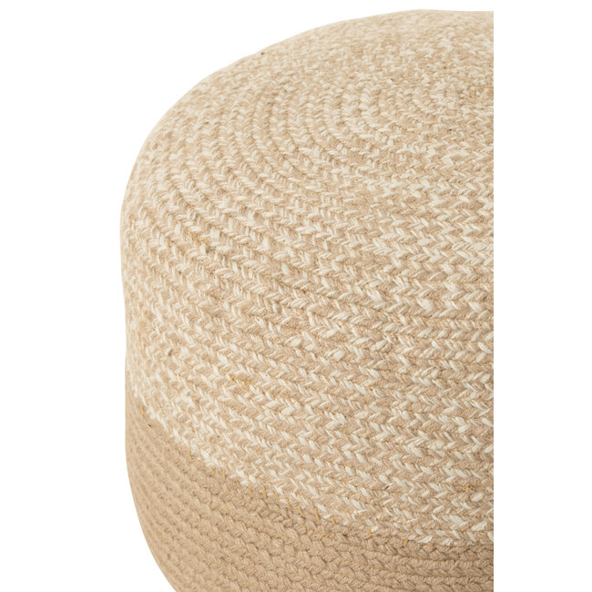 J-Line Poef Miami Strip Outdoor Poly Naturel/Wit