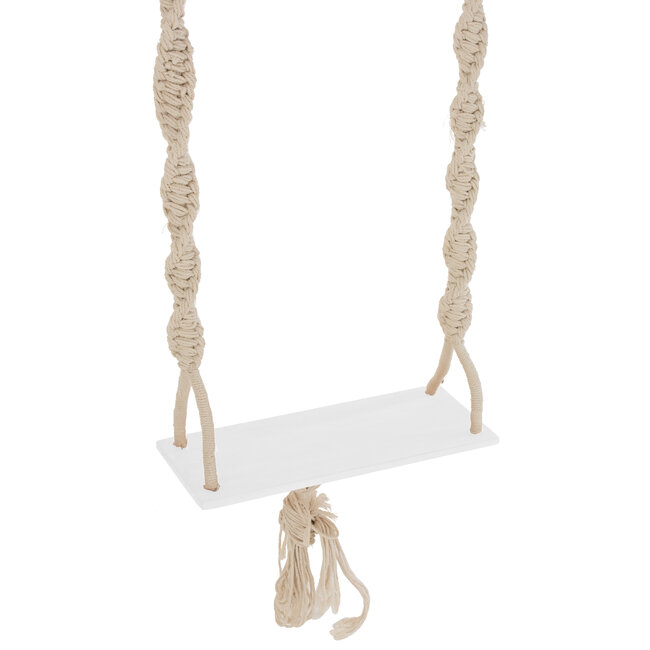 J-Line Schommelset Boho katoen en beige hout