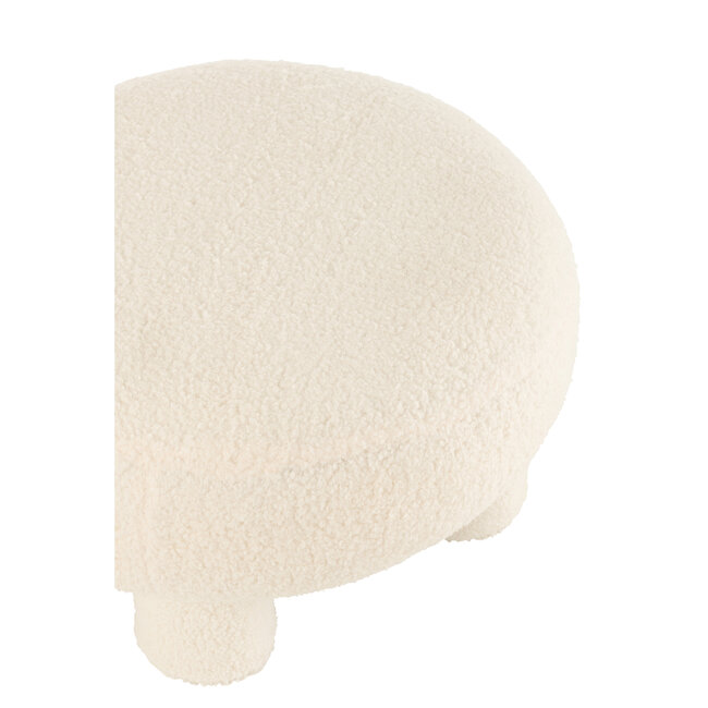 J-Line Kruk Ronde Teddypoten Bouclé Wit