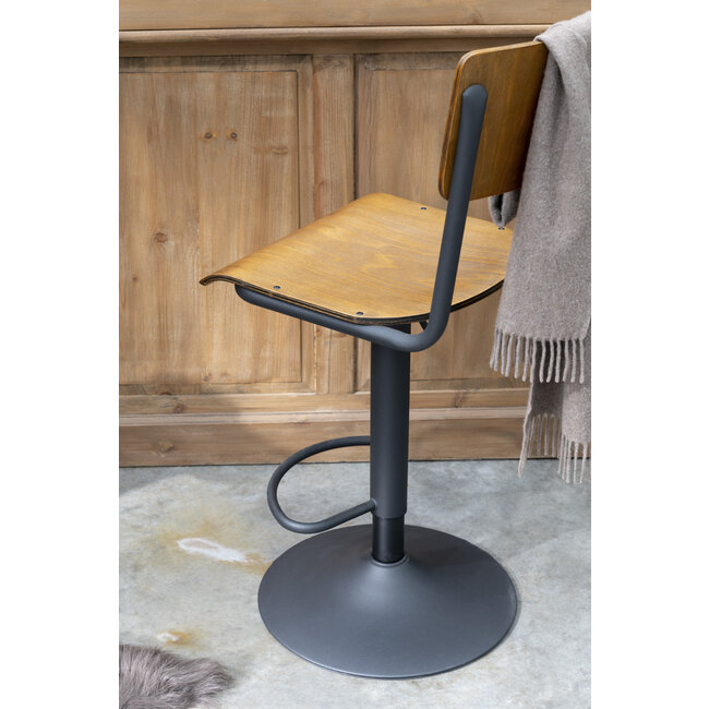 J-Line Barkruk Hout/Metaal Bruin