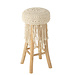 J-Line Kruk Franjes Hout/Macrame Wit