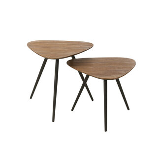 J-Line Set van 2 tafels Triangle Recycle Teak Naturel