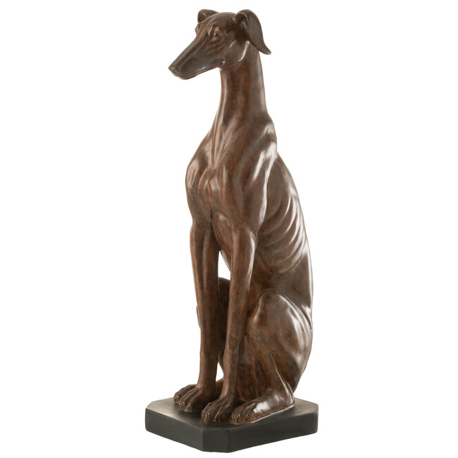 J-Line Greyhound Zittend Poly Bruin Groot