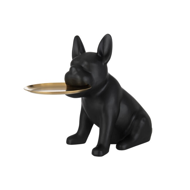 J-Line Dienblad Bulldog Poly Zwart/Goud Groot