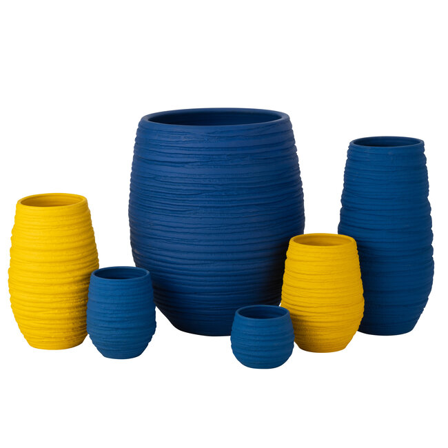 J-Line BLOEMPOT FIESTA KERAMIEK BLAUW GROOT