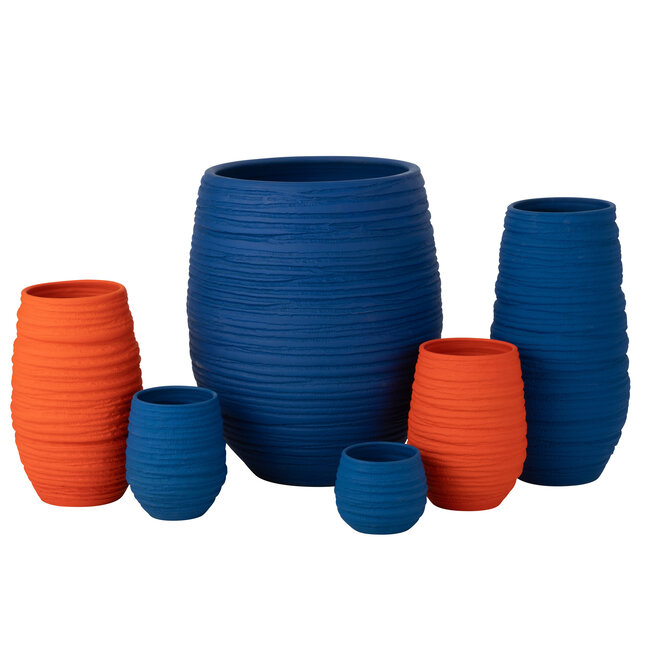 J-Line BLOEMPOT FIESTA KERAMIEK BLAUW GROOT