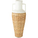 J-Line Vaas Weven+Handvatten Terracota/Rotan Wit/Natuurlijk