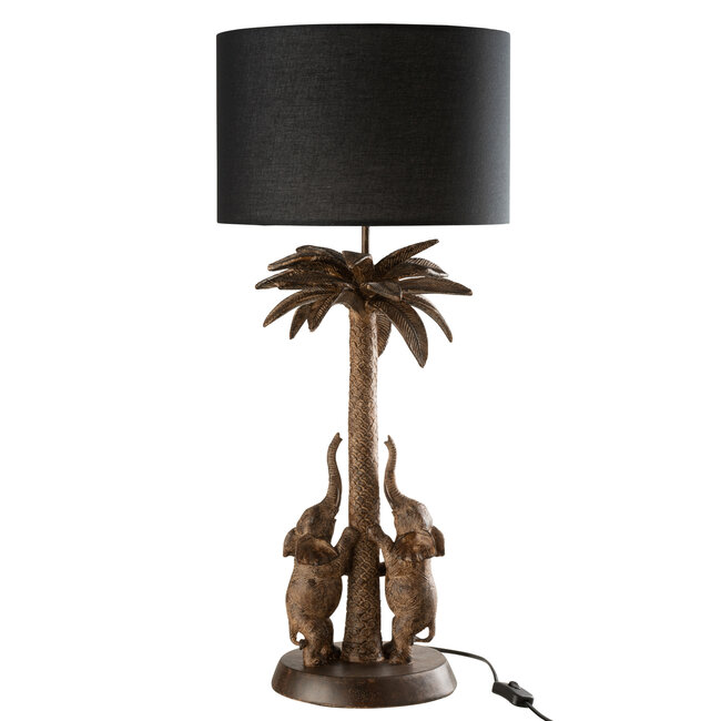 J-Line Lamp Palmboom Olifant Poly Bruin