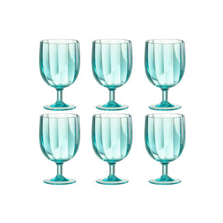 J-Line Doos Met 6 Stuks Wijnglas Kunststof Blauw