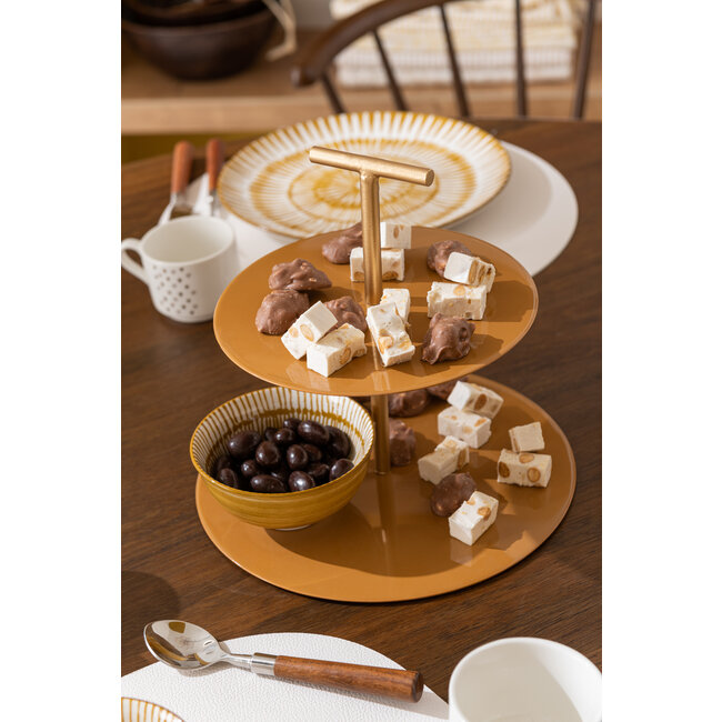 J-Line Eetstandaard Rond Metaal Oker