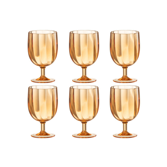J-Line Doos Met 6 Stuks Wijnglas Kunststof Oranje