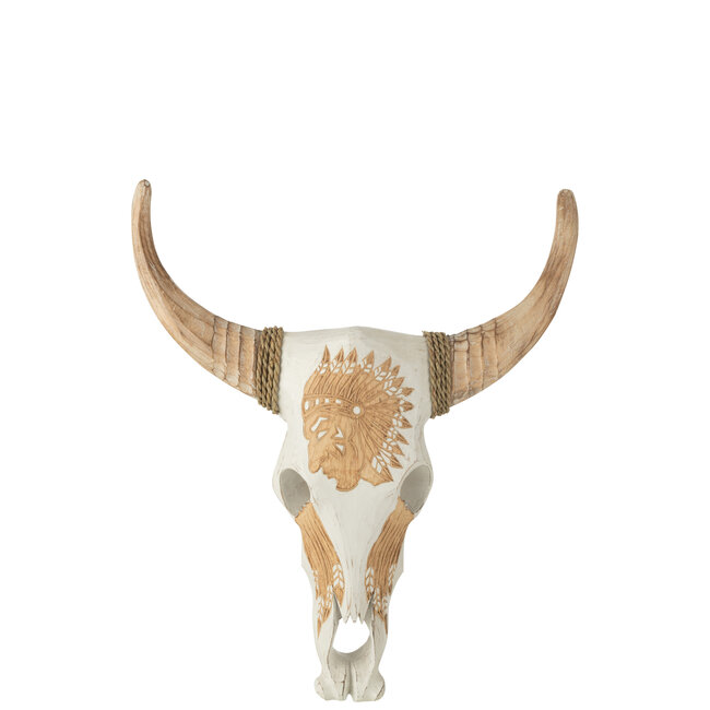 J-Line Schedel Koe Albasia Hout Wit