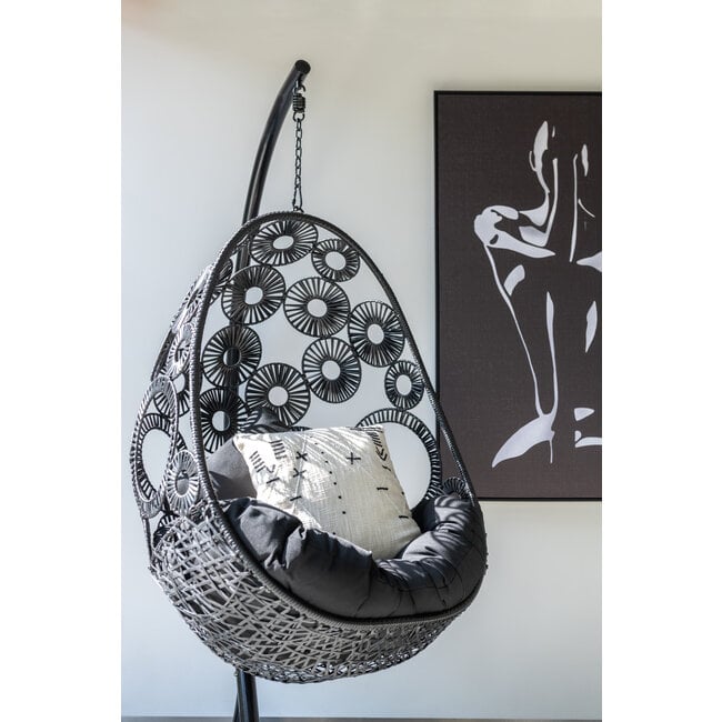 J-Line Frame Dame Canvas/Hout Wit/Zwart