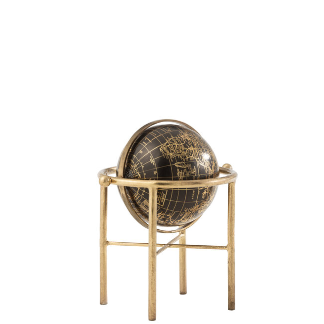 J-Line Globe Vintage Ijzer/Plastic Goud/Zwart Klein