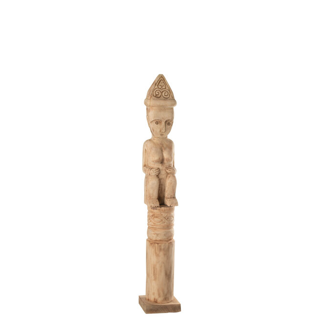 J-Line Afrikaans figuur staand hout naturel medium