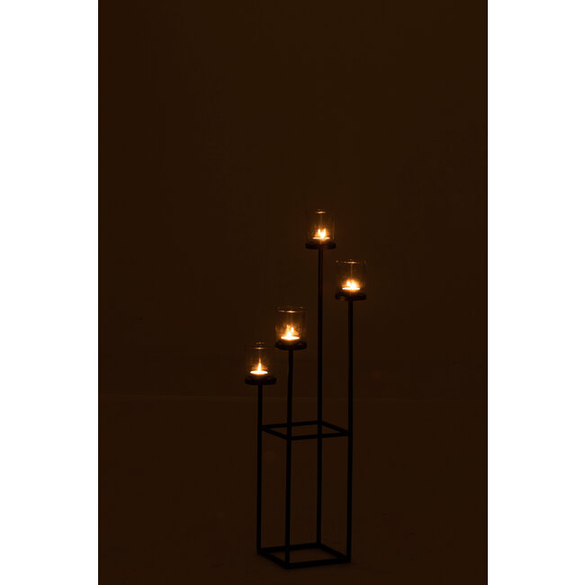 J-Line Kaarshouder 4-delig Metaal/Glas Zwart