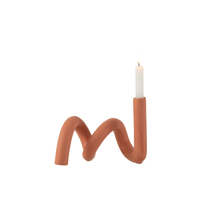 J-Line Kaarshouder Twist 1Kaars Keramiek Oranje