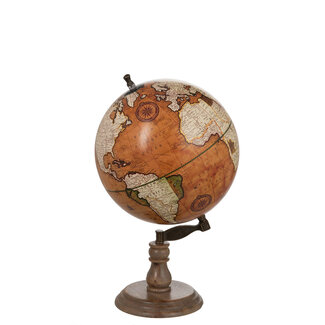 J-Line Globe Op Voet Hout Roest/Natuurlijk Groot