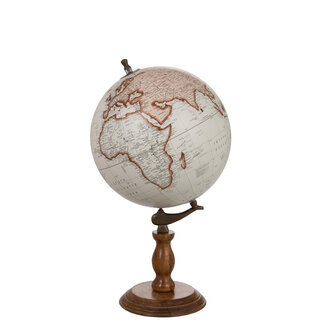 J-Line Globe Op Voet Hout Wit/Naturel Groot