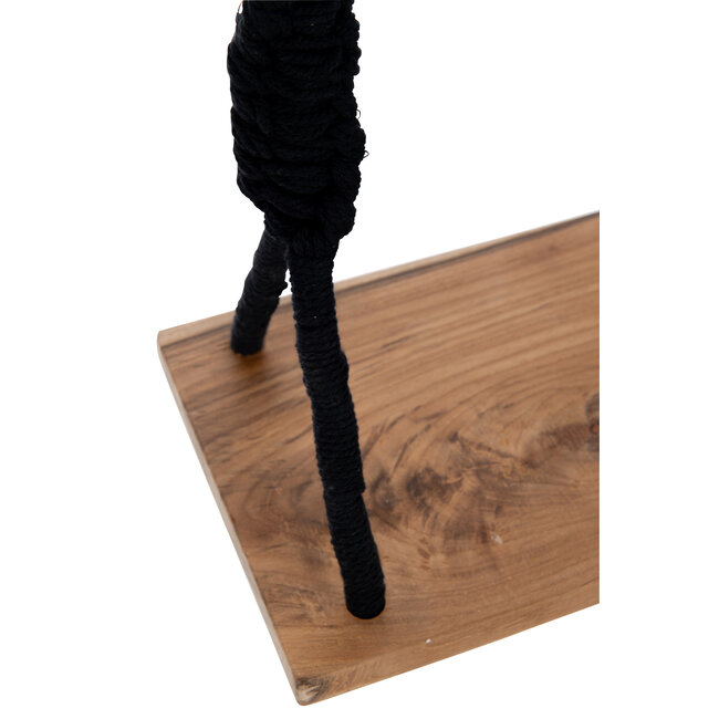 J-Line Schommel van albasia hout en zwart touw