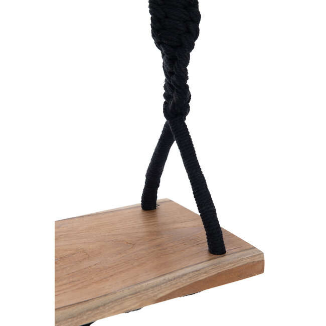 J-Line Schommel van albasia hout en zwart touw