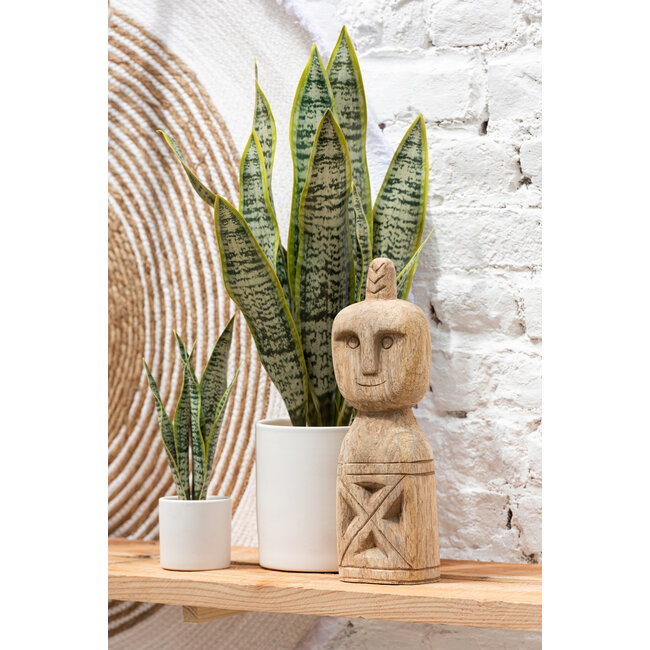 J-Line Set Van 2 Objecten Afrikaans Gesneden Figuur Hout Naturel