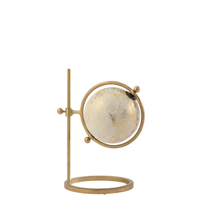 J-Line Globe Ring Verstelbaar Ijzer/Plastic Goud/Wit Klein