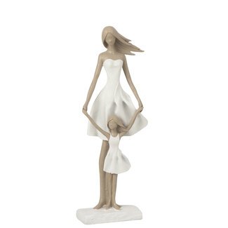 J-Line Moeder En Dochter Poly Wit/Taupe L