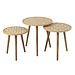 J-Line 3 Bijzettafels bamboe hout bruin wit