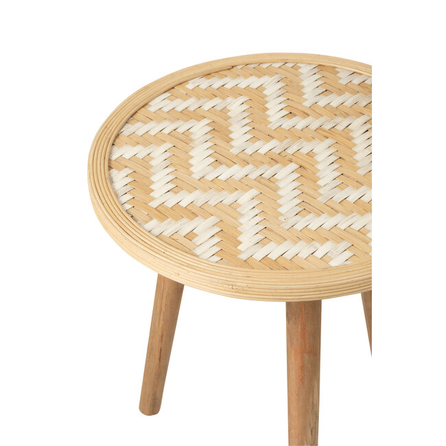 J-Line 3 Bijzettafels bamboe hout bruin wit