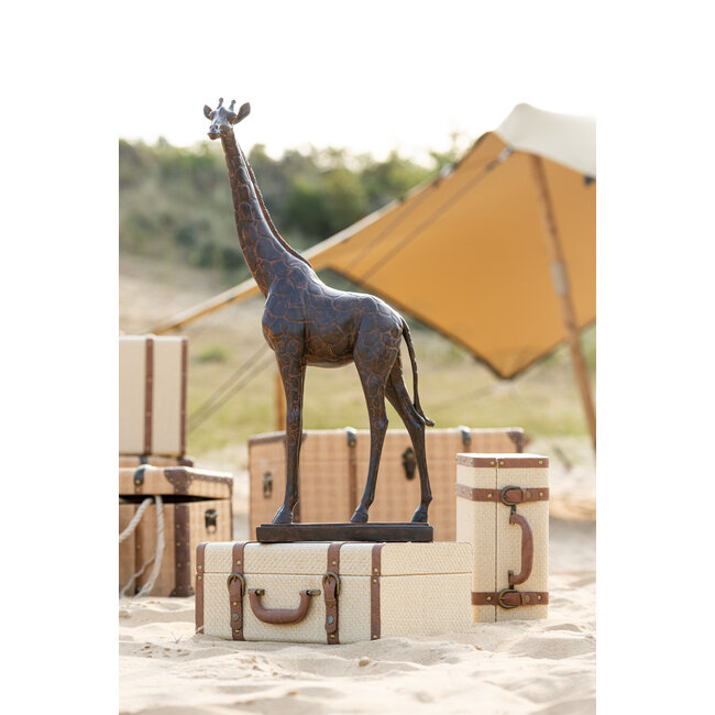 J-Line Groot beeld giraf bruin 81 cm polystone
