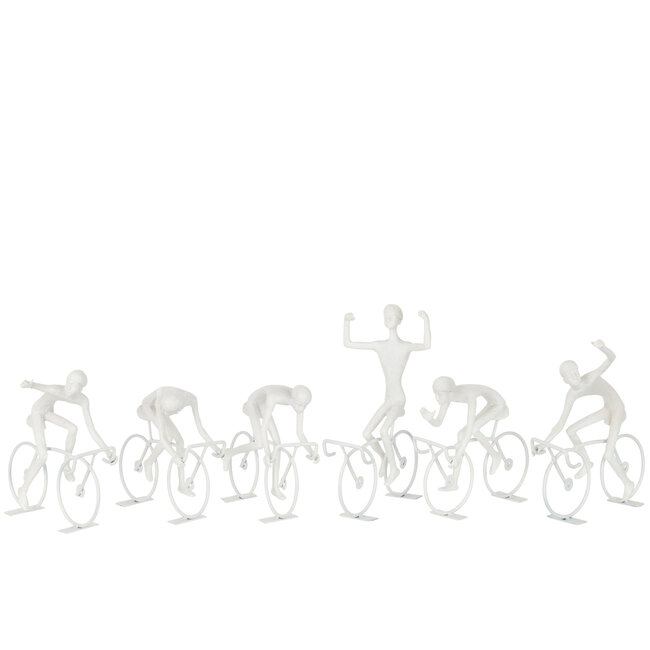 J-Line Wielrenners groep fietsers wit assortiment van 6
