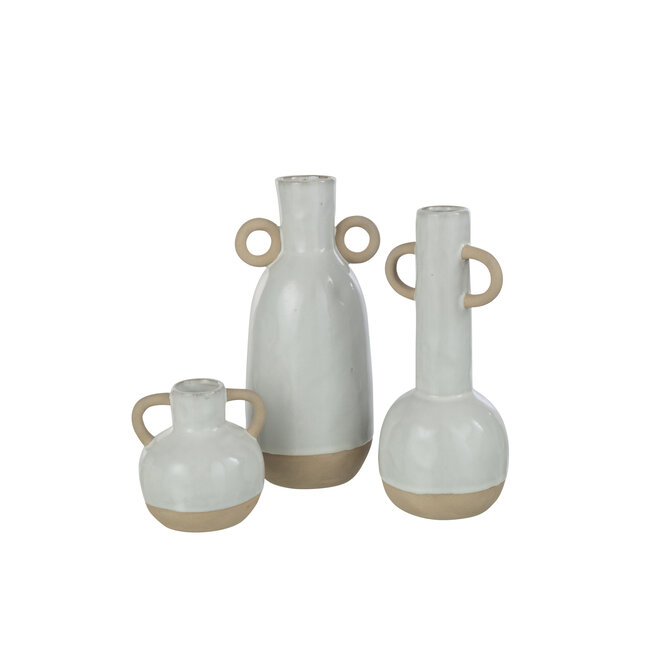 J-Line Decoratie Hoofd Teakhout/Cement Wit/Natuurlijk