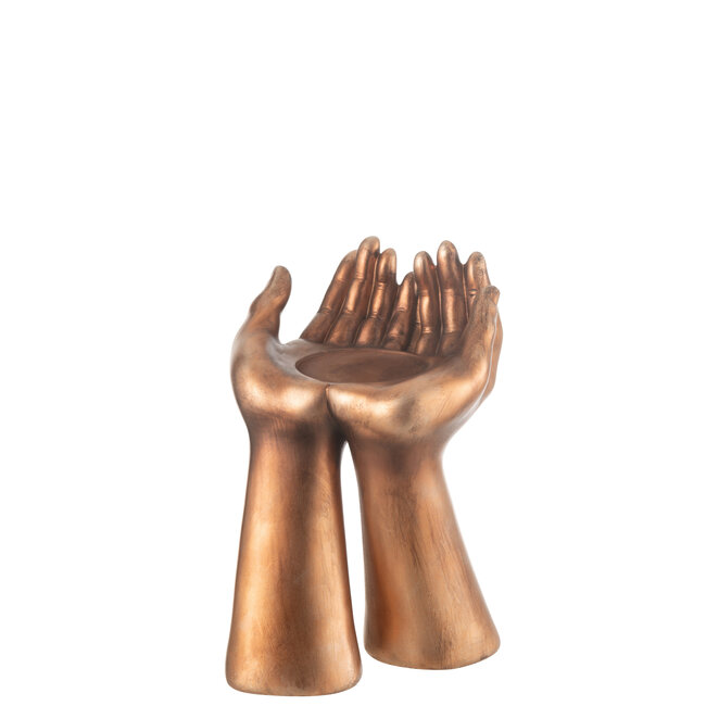 J-Line Decoratie Hoofd Teakhout/Cement Wit/Natuurlijk