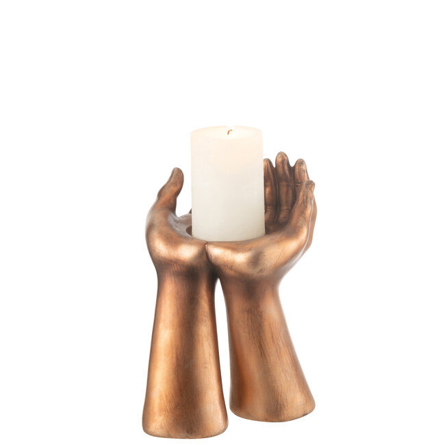 J-Line Decoratie Hoofd Teakhout/Cement Wit/Natuurlijk